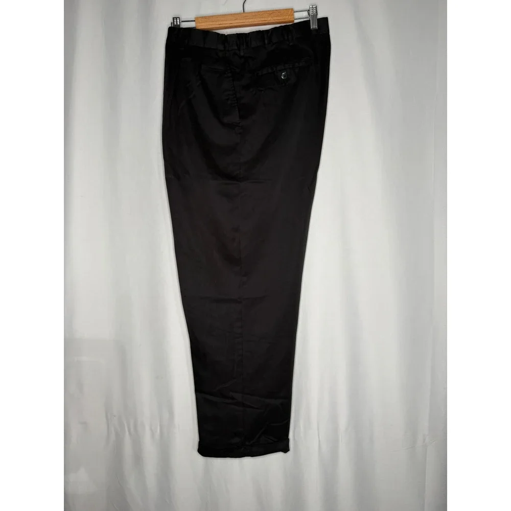 VTG Savane Mens Black Comfort Plus Waistband Pleated Dress Pants‎ 36X30 Cuffed
